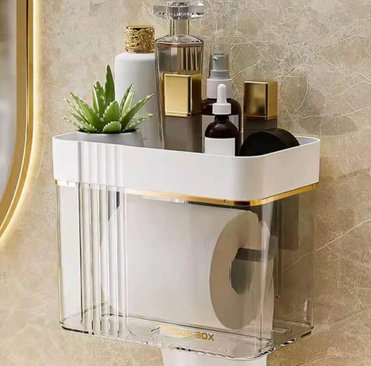 Wall Mounted Tissue Holder with Storage Rack