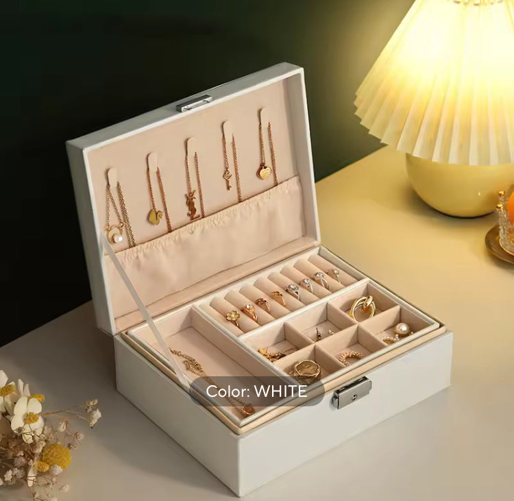 Double Layer Leather Large Capacity Jewellery Box