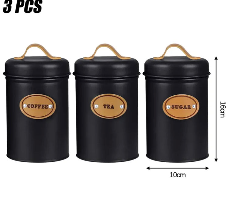 3 Pcs High Quality Metal Kitchen Jars Set