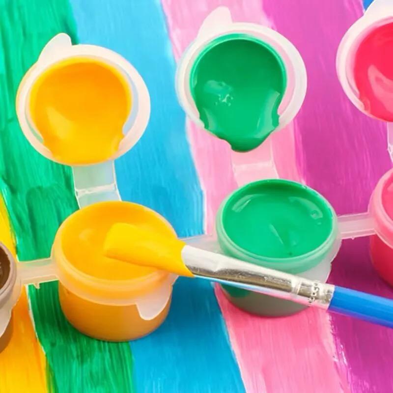 6 Colours Acrylic Paint High Quality Non-toxic for Kids (12 Stripes)