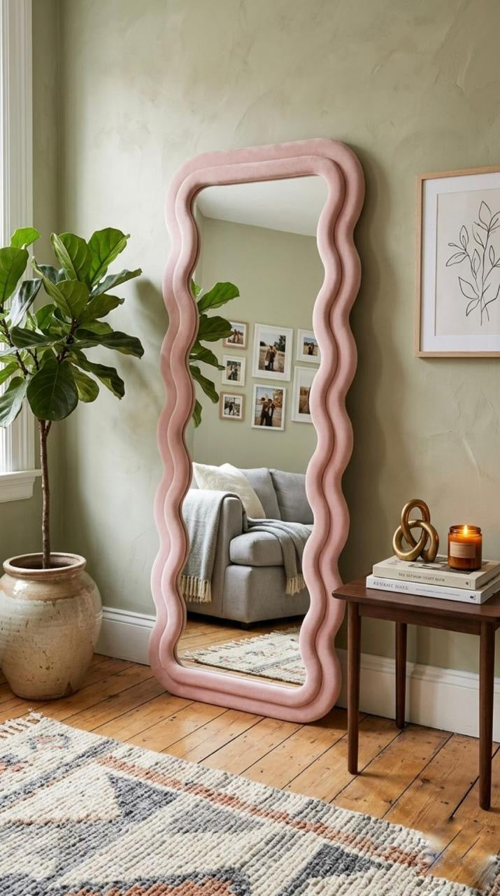 Wave Shaped Luxury Full Length Floor Standing Mirror