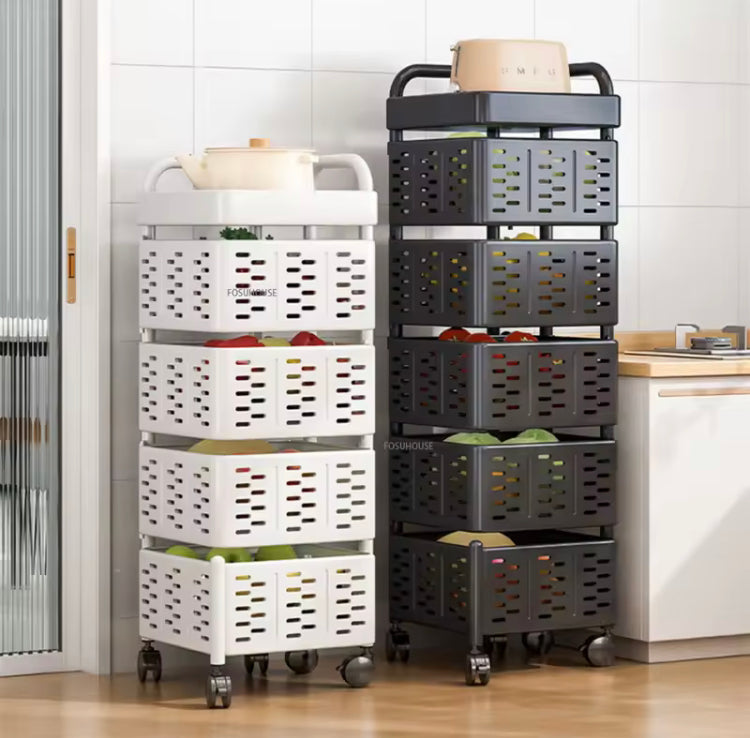 Metal Multi Layer Rotating Trolley with Wheels