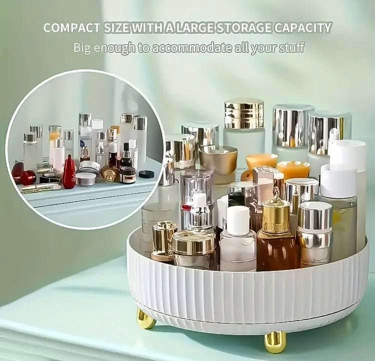 Luxury 360 Rotating Makeup Cosmetics Vanity Tray