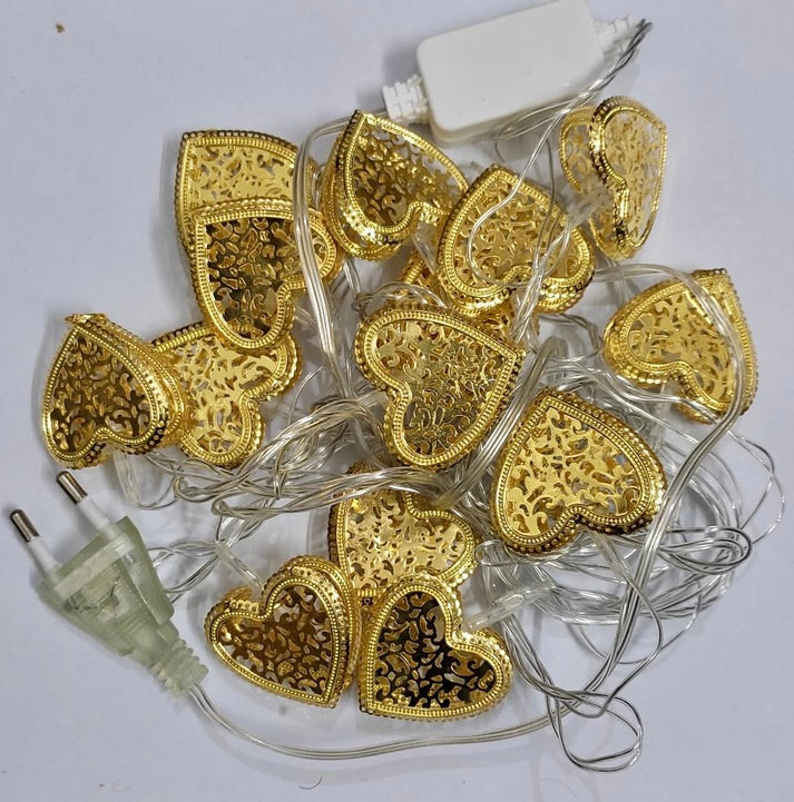 Led Metal Heart Warm Lights