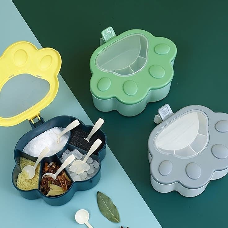 Five Compartments Spice Box with Spoons