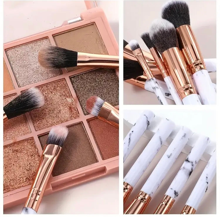10 Pcs Marble Pattern Makeup Brushes Set