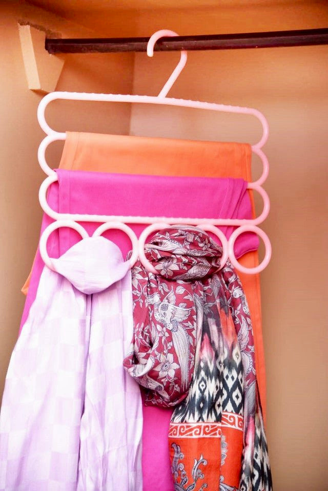 2 in 1 Multipurpose Three Layer & 5 Holes Clothes Hanger
