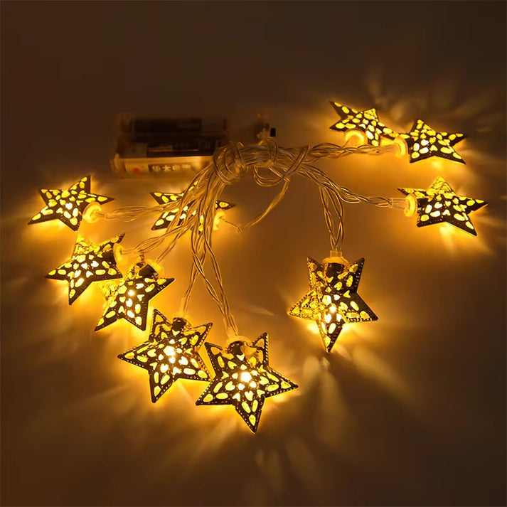 LED Metal Star Warm String Lights
