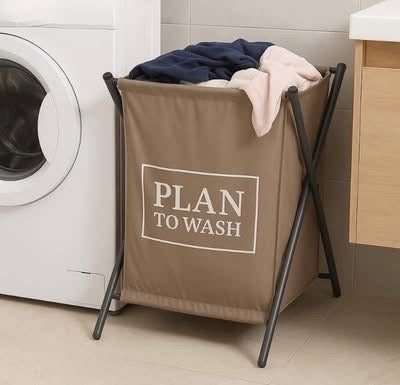 Foldable Laundry Basket with Metal Stand