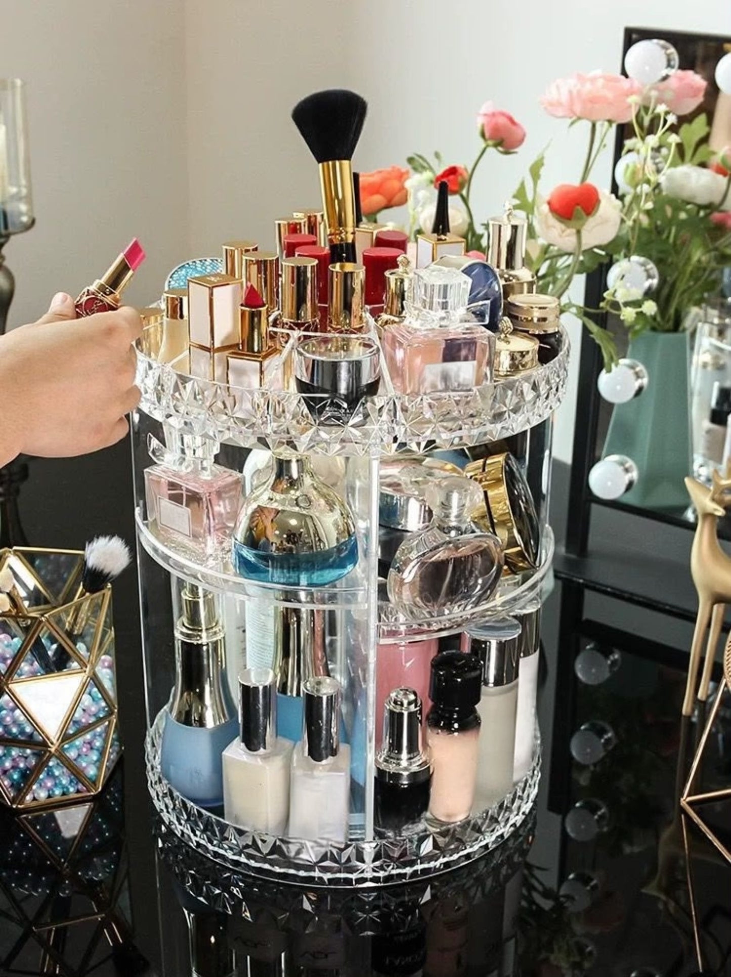 360 Rotating Acrylic Cosmetics Makeup Organizer (Box Packaging)