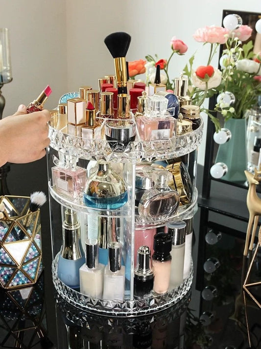 360 Rotating Acrylic Cosmetics Makeup Organizer (Box Packaging)