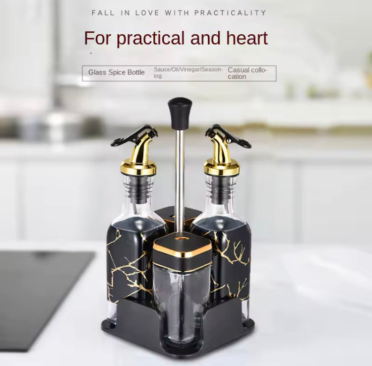 Luxury 4 Pcs Glass Spices and Seasoning Jars Set with Stand