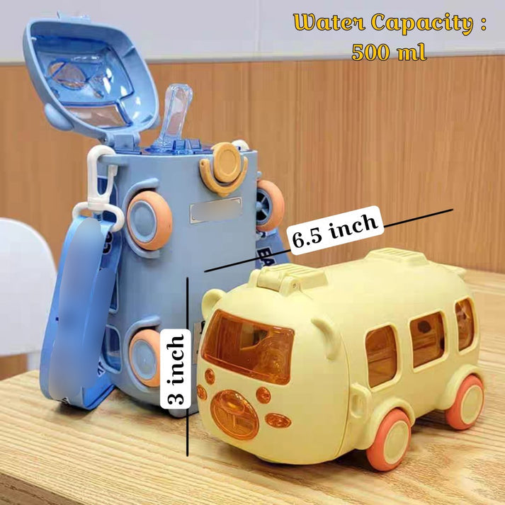 500ml Bus Water Bottle with Wheels for Kids