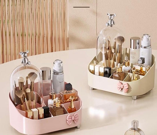 2 in 1 Brush Holder + Cosmetic Organizer makeup Organizer Storage box.
