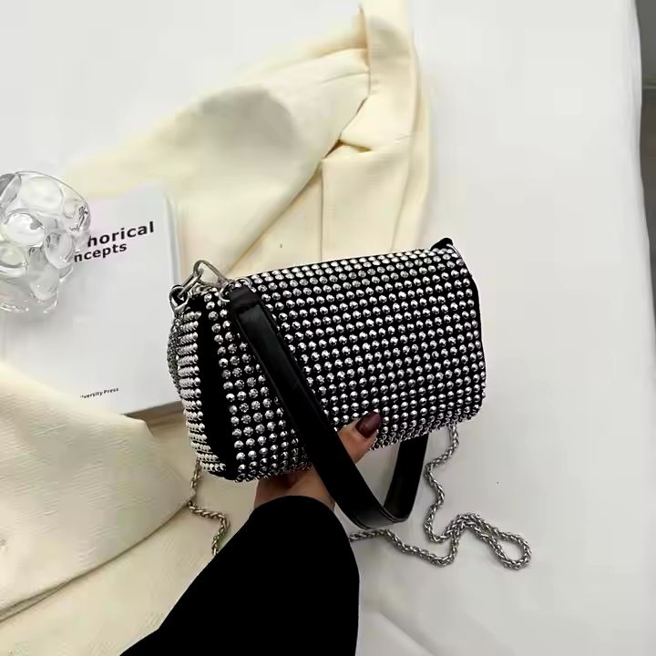 Luxury PU Leather Rhinestone Diamond Shoulder Bag