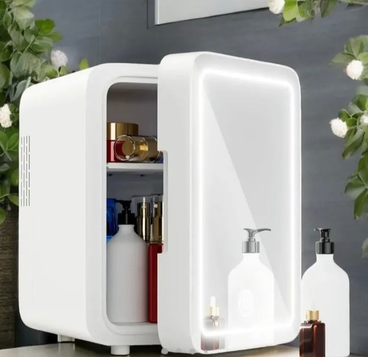 Mini Makeup Fridge Ac/Dc Cooler & Warmer for Beauty & Skincare with Led Mirror