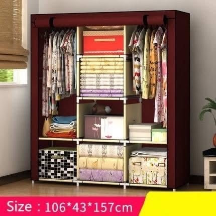 Large Capacity Non Wooven Wardrobe Foldable Portable Wardrobe with Partitions Cupboard.