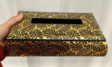 Black with Gold Design Tissue Box