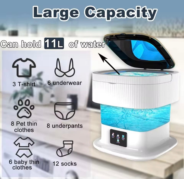 11 Litres Portable Foldable Washing Machine with Dryer & Drainage System