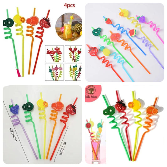 4 Pcs Reusable Fruit Straws