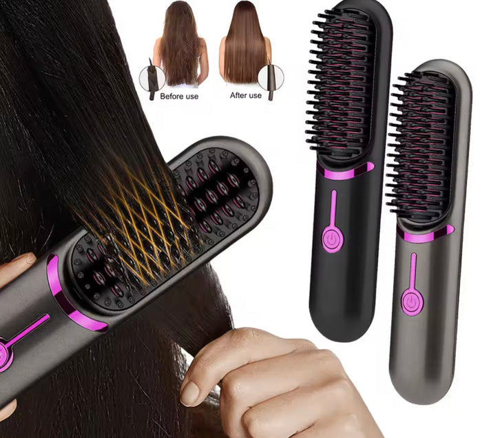 Rechargeable Wireless Hair Straightening Brush