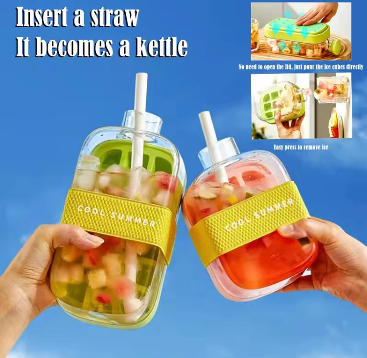 2 in 1 Press Ice Cube Tray with Water Bottle