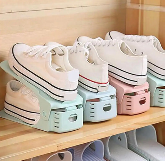 2 Pcs Double Layer Space Saving Shoe Storage Organizer