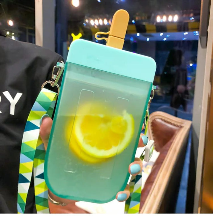 300ml Popsicle Shape Water Bottle with Straw