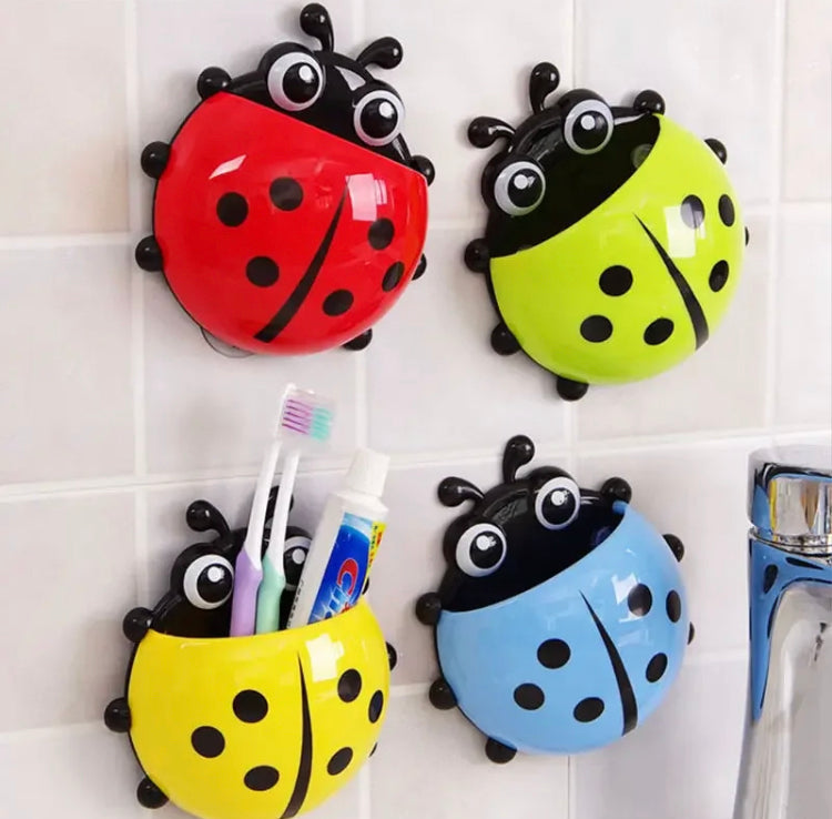 Wall Adhesive Ladybug Shape Toothbrush Toothpaste Holder