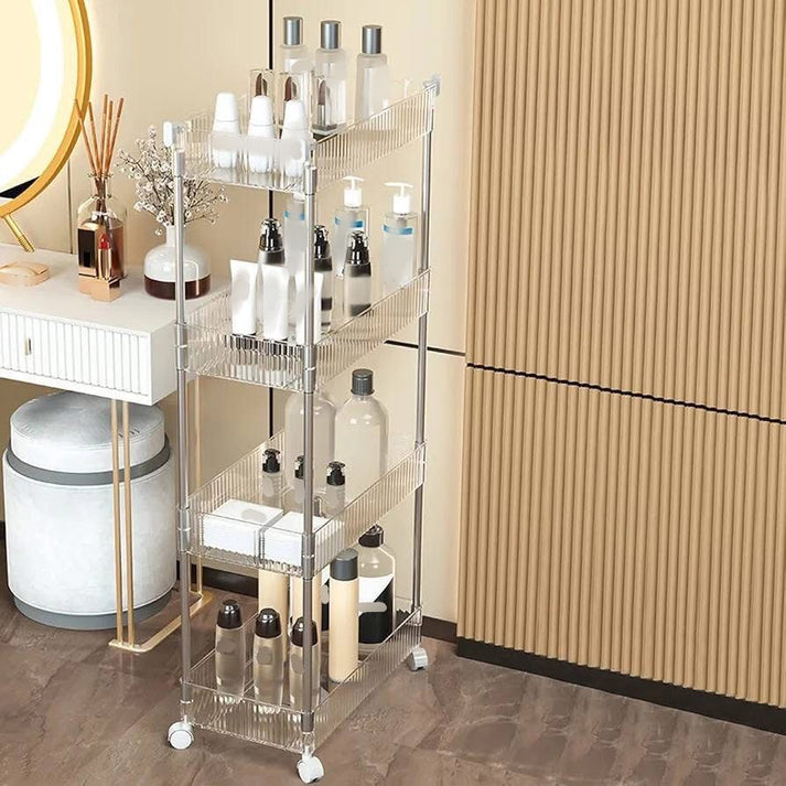 Acrylic 4 Layer Multipurpose Trolley with Wheels