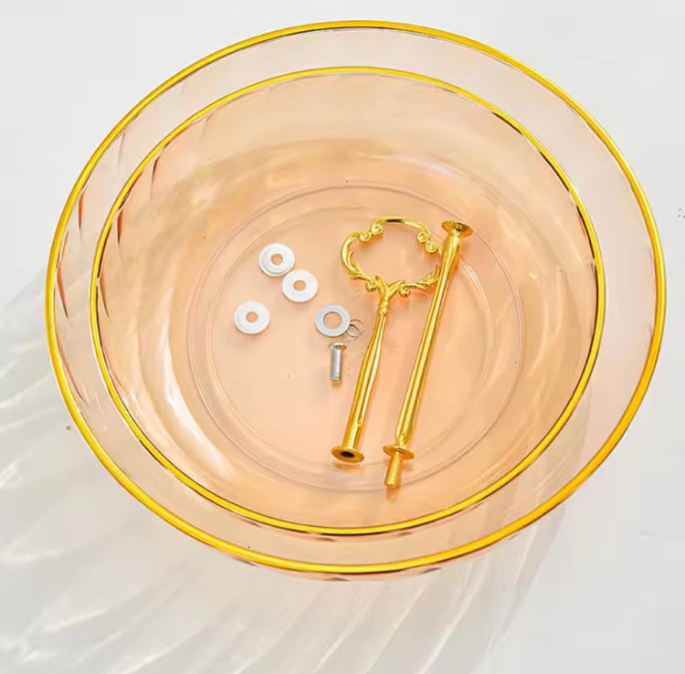 Double Layer Acrylic Cake Snacks Multipurpose Stand with Handle