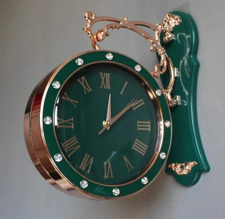 Luxury Double Sided Silent Hanging Wall Clock for Home Decor