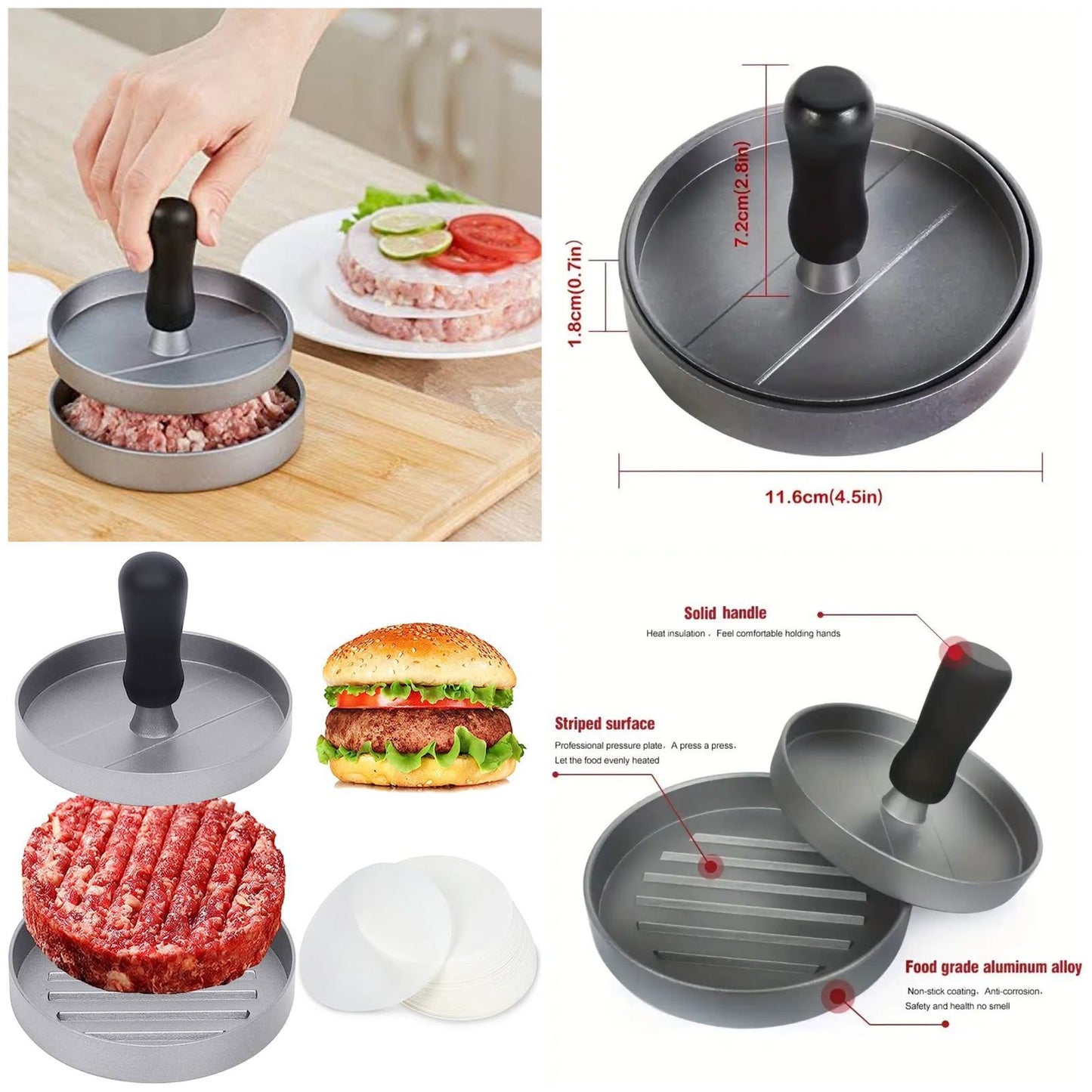 Non-Stick Burger Press Perfect for BBQ, Hamburger Patties