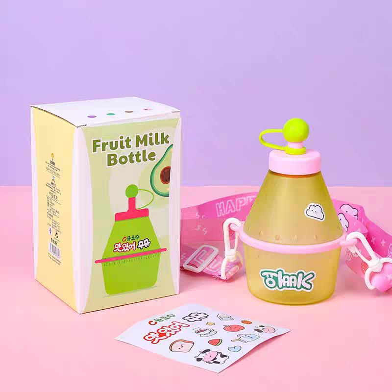 400ml Cute Sipper Bottles For Kids with Straw, Strap & Stickers