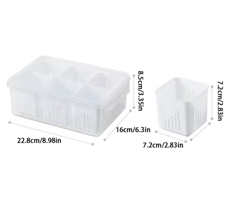 6 Grids Vegetables Fruit Spices Multifunctional Storage Box