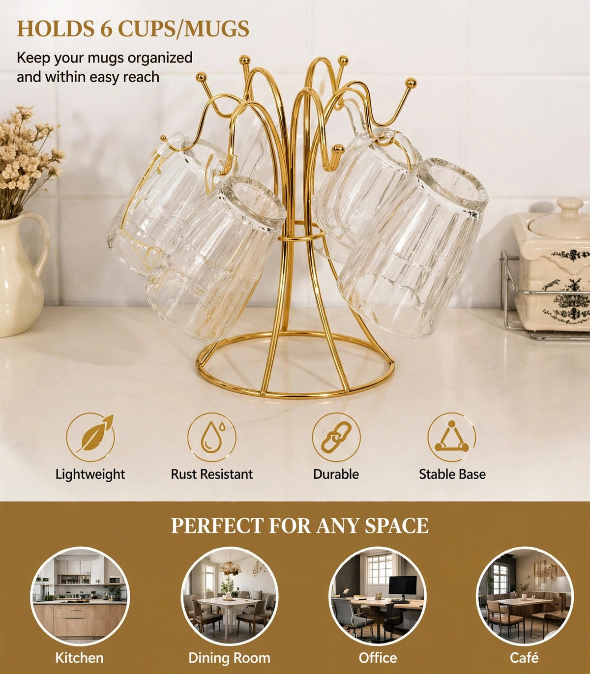 6 Mugs Organizer Rack