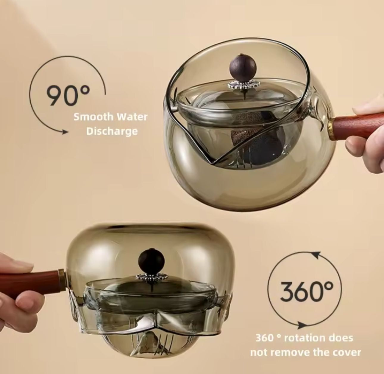 Heat Resistant Glass Tea Pot with Side Handle