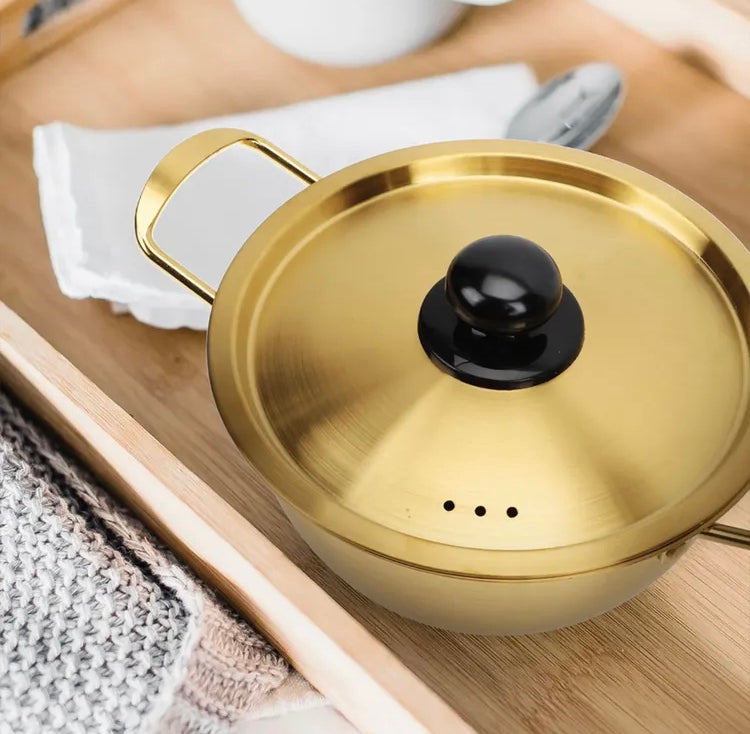 Elegant Gold Aluminium Pot with Lid