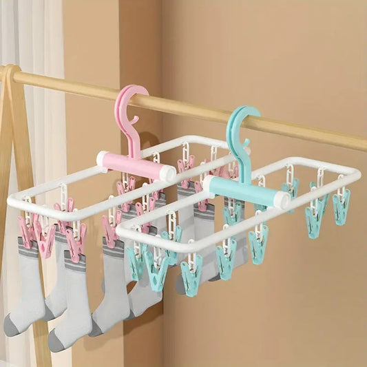 Foldable Portable Multifunctional Clips Hanger for Clothes