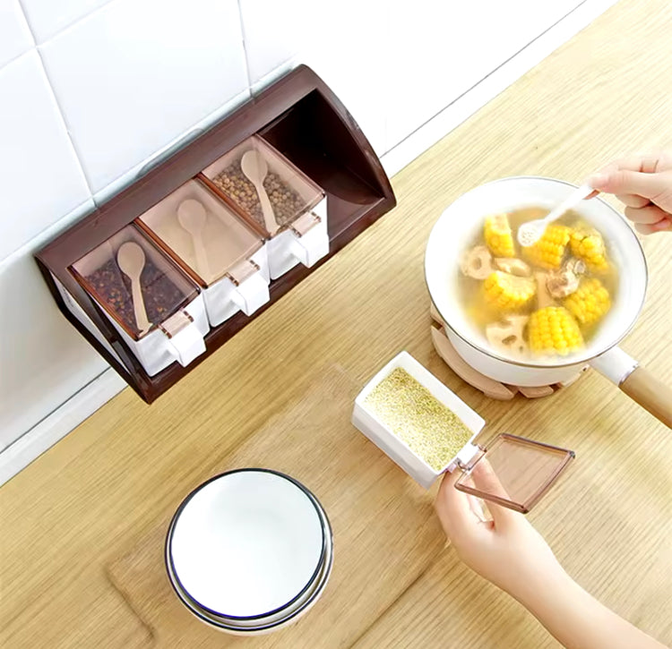 Wall Mounted Four Grids Seasoning Box