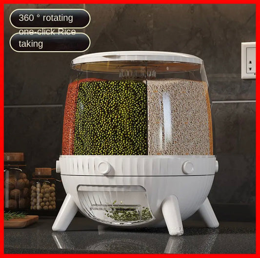 10kg Rotatable Kitchen Grain Rice Bucket Insectproof Moistureproof