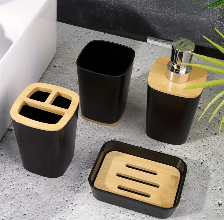 4 Pcs Decent Solid Colour Bathroom Accessories Set