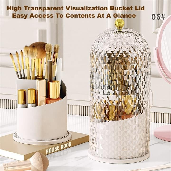 Luxury Diamond Pattern Dustproof Rotating Brushes Holder