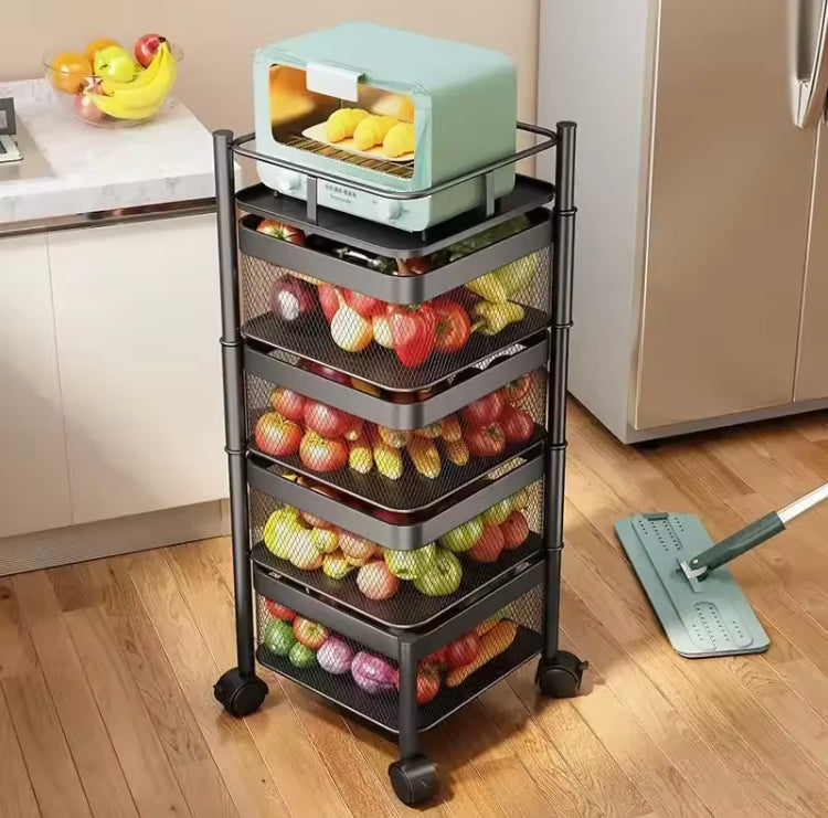 Metal Rotating Square Multi Layer Storage Trolley (Box Packaging)