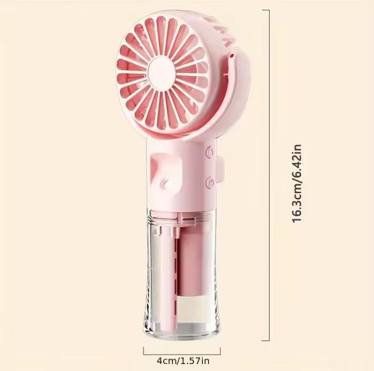 Handheld Rechargeable Water Mist Fan with 4 Speed Levels