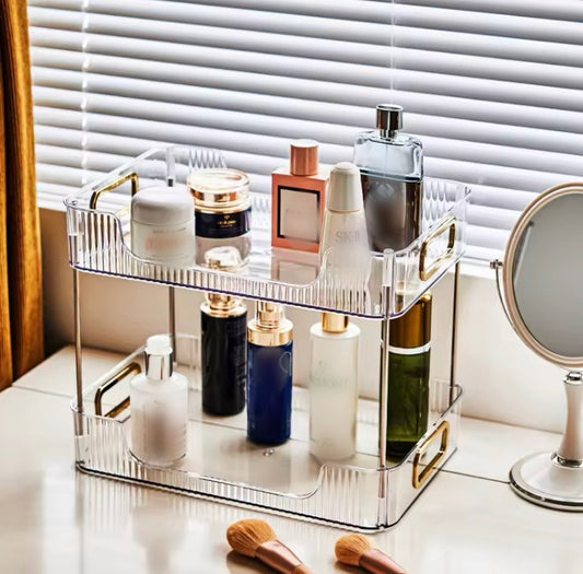 Double Layer Acrylic Cosmetics Makeup Multipurpose Organizer Rack