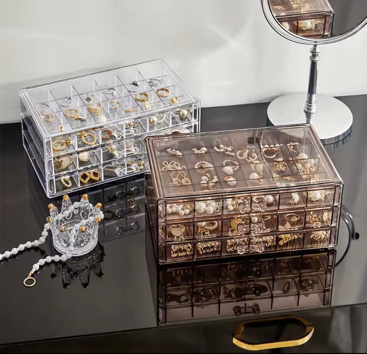 Luxury 3 Layer-72 Grids Large Capacity Dustproof Jewellery Organizer