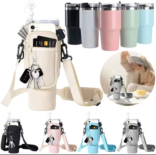 40oz Tumbler Cover with Phone Pocket Holder with Shoulder Strap