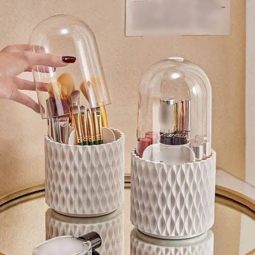 Dustproof Rotating Makeup Brushes Holder with Lid