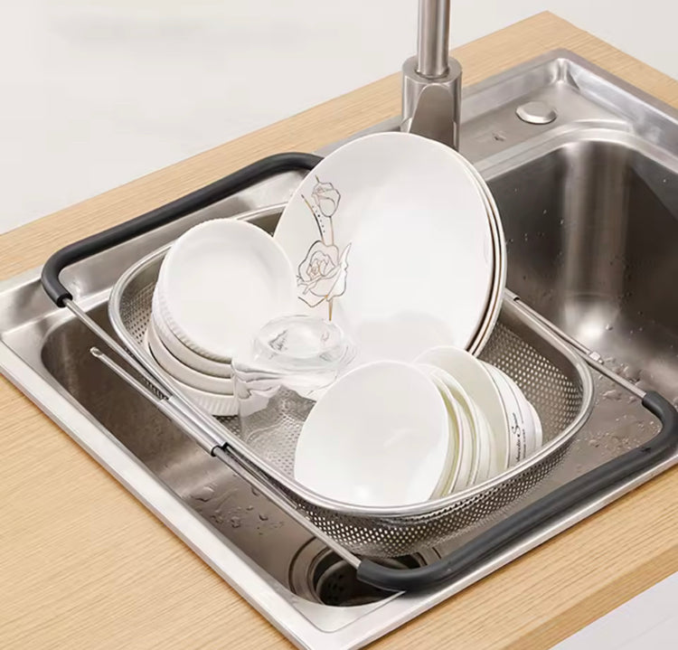 2 in 1 Stainless Steel Expandable Storage Basket and Sink Stainer
